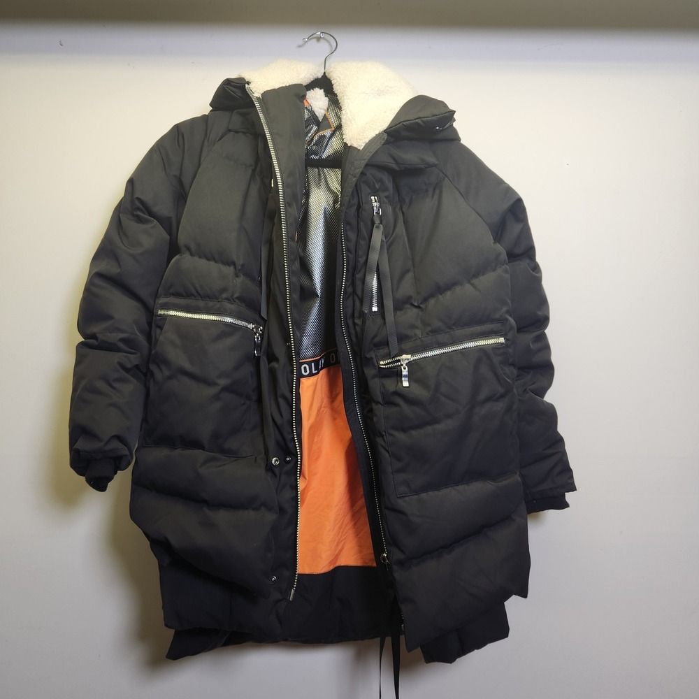 Orolay Womens Classic Thickened Down Jacket Puffer Sherpa Hood Pockets Sm Black